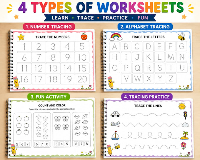 create kids tracing and activity workbook PDF
