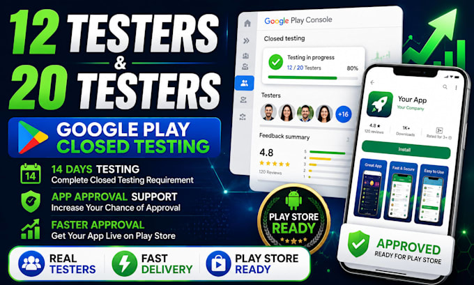 provide 12 tester android app testing google play testers 12 app tester