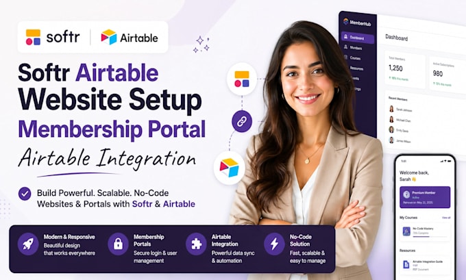 design softr airtable website setup membership portal airtable integration