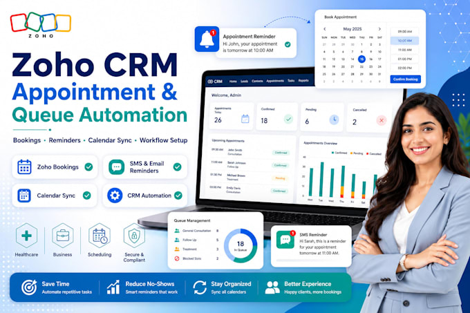 set up zoho CRM appointment scheduling and queue management automation