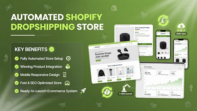 setup automated dropshipping shopify store website