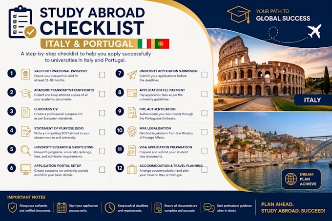 help you apply to italy and portugal universities