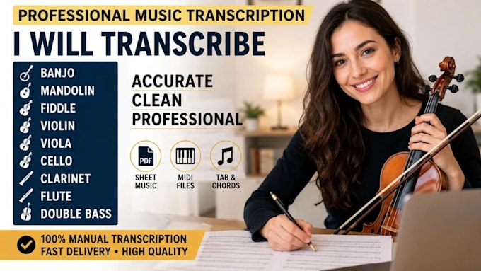 record and transcribe mandolin, fiddle, banjo, ukulele string ensemble for you