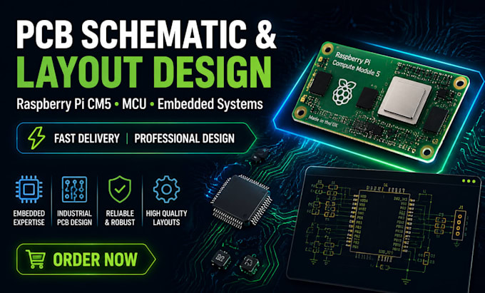 design pcb schematic and layout for raspberry pi cm5, mcu and embedded systems