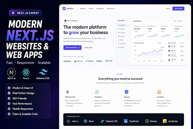 be your next js developer for modern website or web app