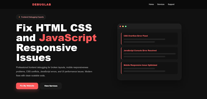 fix HTML CSS javascript bugs and responsive issues