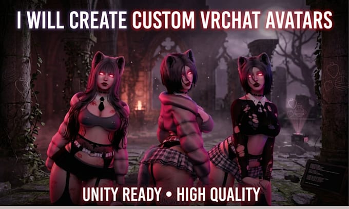 create custom vrchat avatar furry avatar protogen vrchat model and unity vrchat