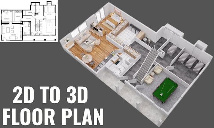 convert 2d house plan to 3d floor plan design architectural rendering 3d design