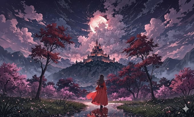 draw anime style fantasy backgrounds