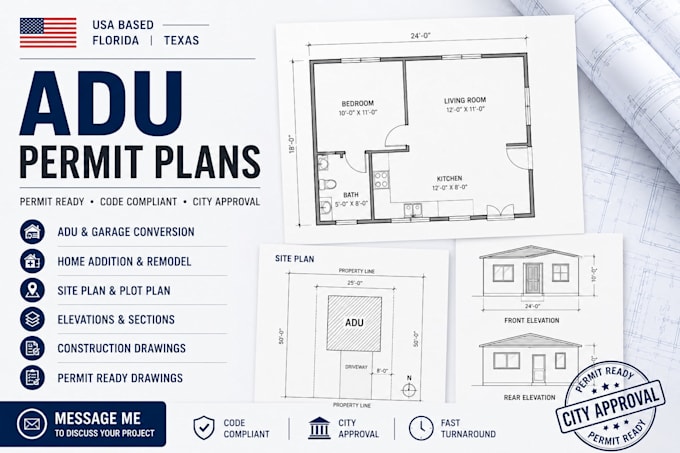 create texas adu permit plans garage conversion home addition drawings