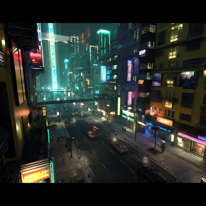 make a futuristic cyberpunk city