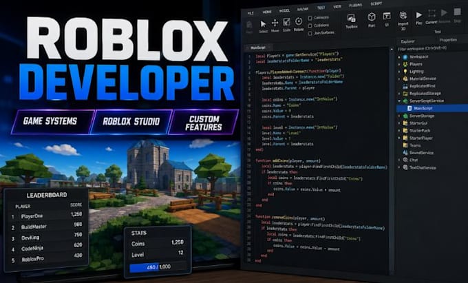 be your roblox developer for scripting and systems