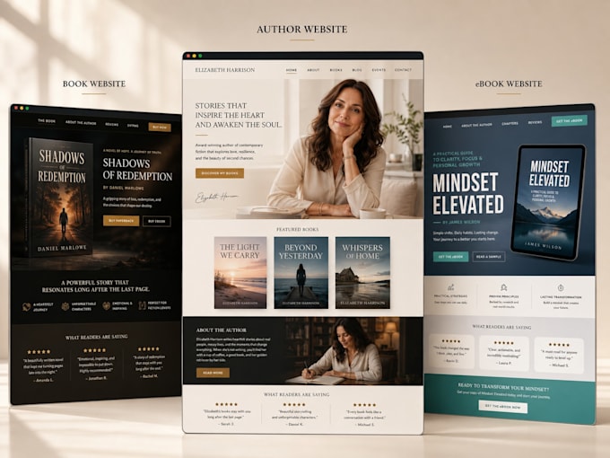 design an author website, book website, or ebook website