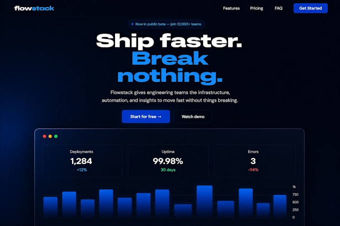 build a modern saas landing page