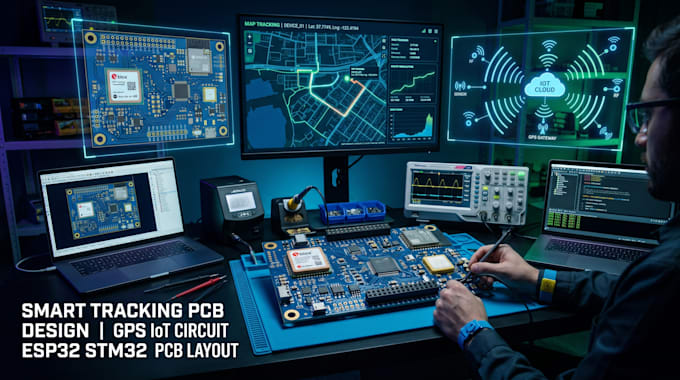 design smart tracking pcb design, expert gps iot circuit esp32, stm32 pcb layout