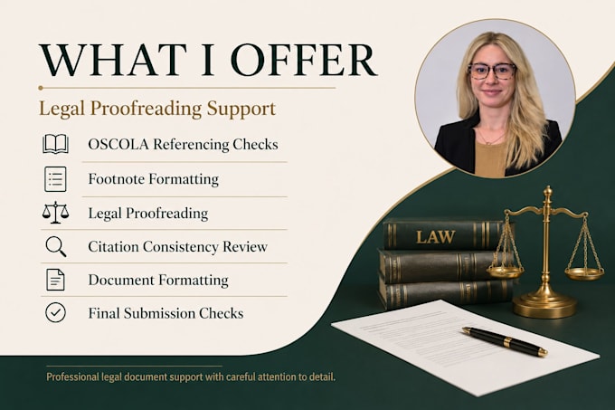 proofread legal documents, assignments and oscola references