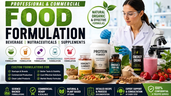 food formulation, vitamin supplement, beverage and nutraceutical product develop