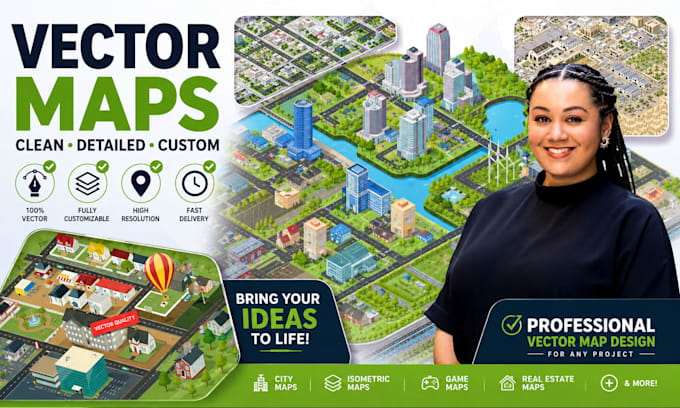 design a custom vector map, campground map, isometric map or illustrated map