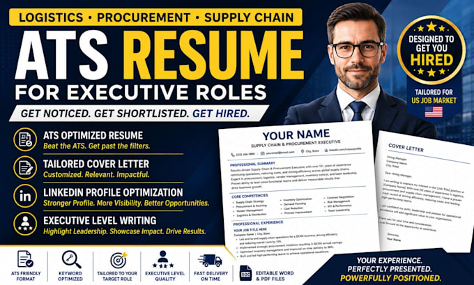 write ats resume for logistics, procurement and supply chain executives