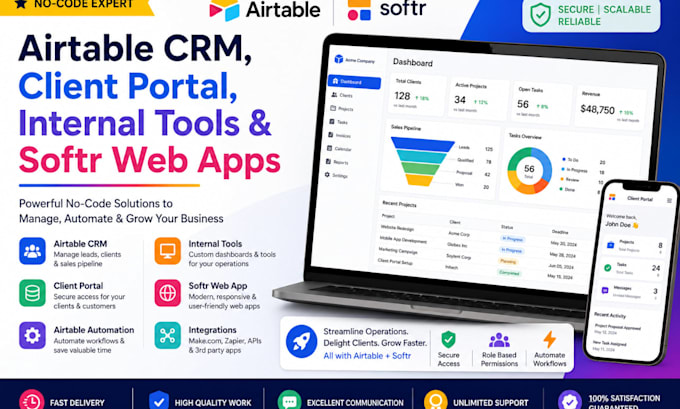 build your airtable database airtabe automation and client portal