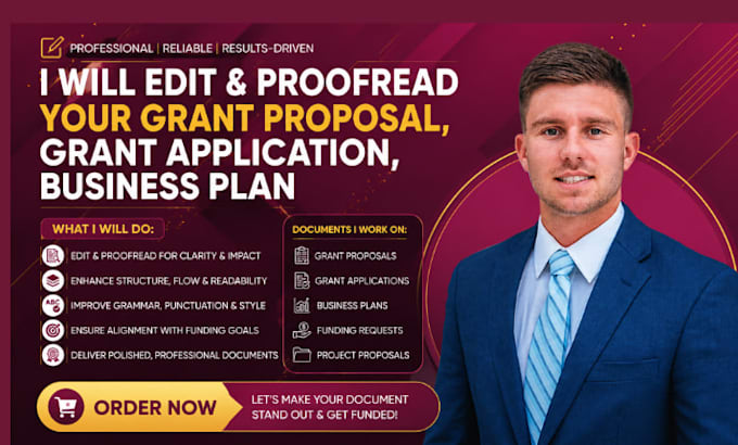 edit and proofread your grant proposal, grant application, business plan