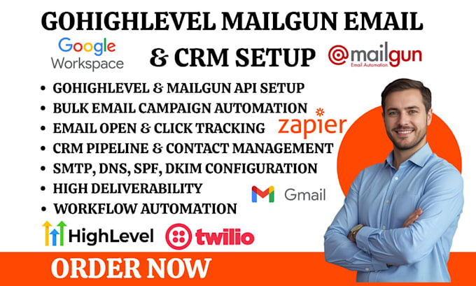 setup gohighlevel mailgun API integration bulk email sending email tracking crm