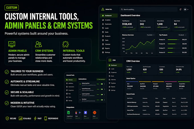build custom internal tools, admin panels, and CRM systems