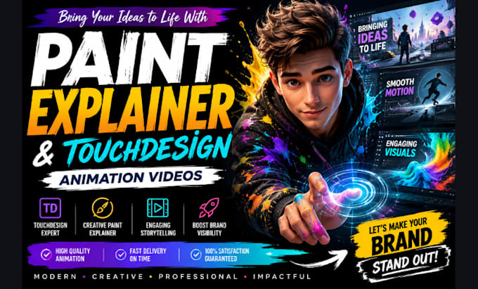 do custom paint explainer videos, touch design visuals, interactive animation