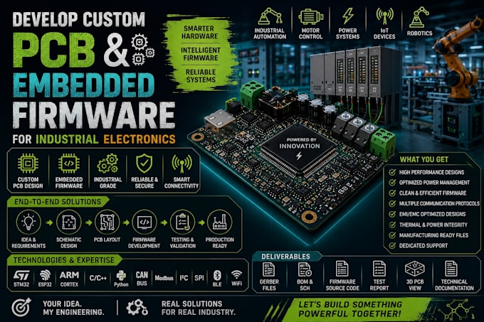develop custom pcb and embedded firmware for industrial electronics