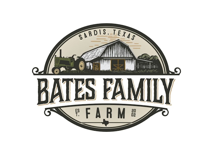 design retro farms and tractor logo