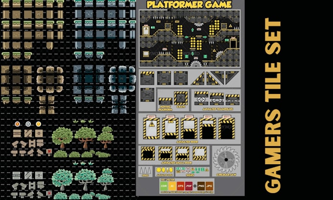create pixel art tileset and background for streamers and platformer games