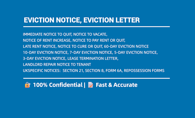 draft eviction notice, tenancy agreement, and legal demand letter