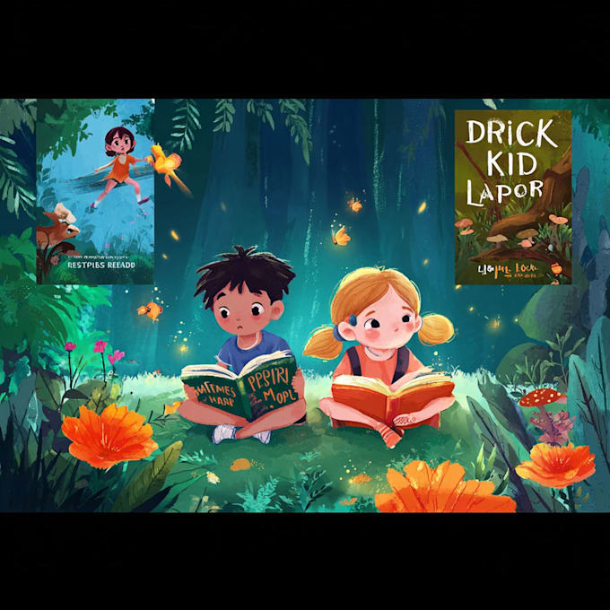 create a magical childrens book cover