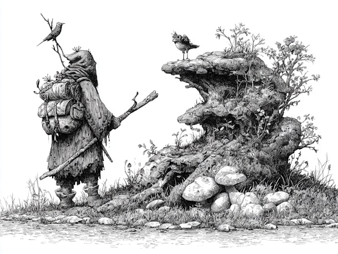 draw ink illustration for you