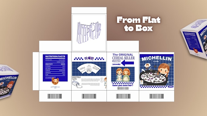 design custom blind box packaging template dieline print ready