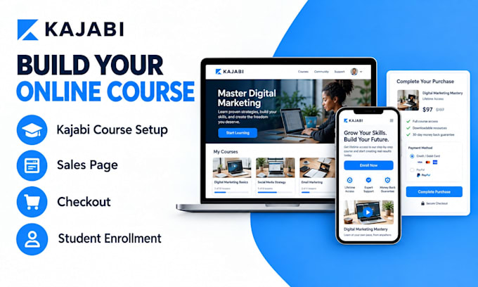 build kajabi course website and sales funnel for coaches