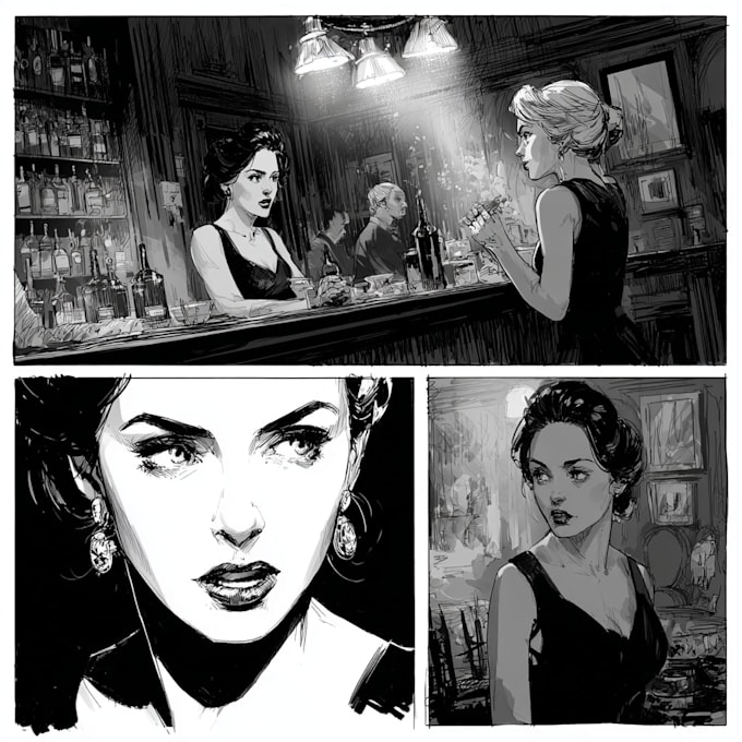 do noir, horror and dark comic book art and illustrations