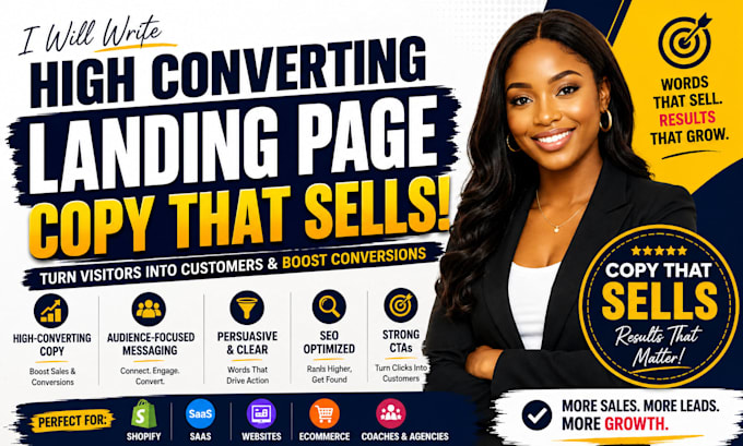 write high converting landing page copy, sales page copy and website copywriting