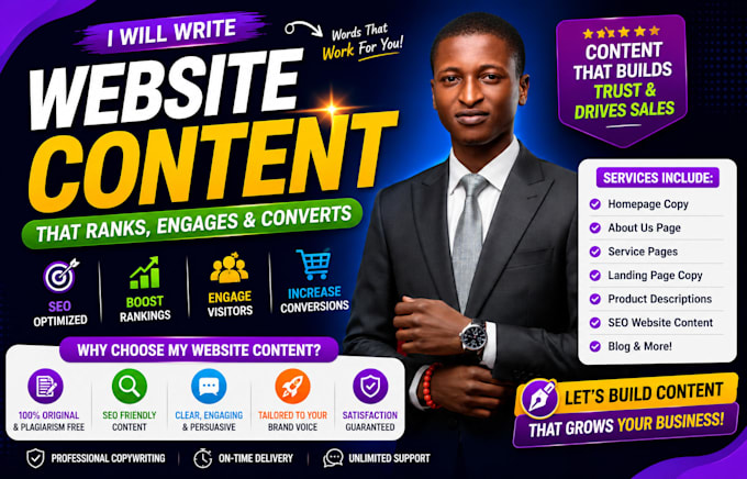 write SEO website content, homepage copy and website copywriting