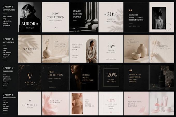 design luxury instagram posts and branding templates