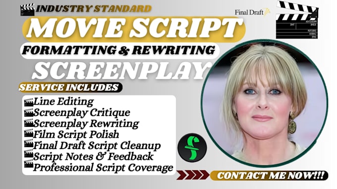 give script notes proofread and format your script rewrite screenplay, tv pilot
