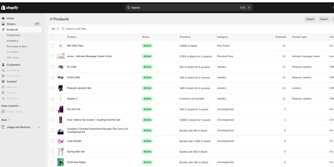 do shopify product listing, CSV importing, and ecommerce VA tasks