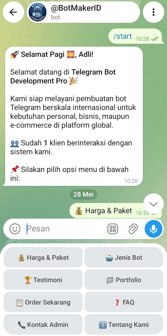 create professional custom telegram bot using python