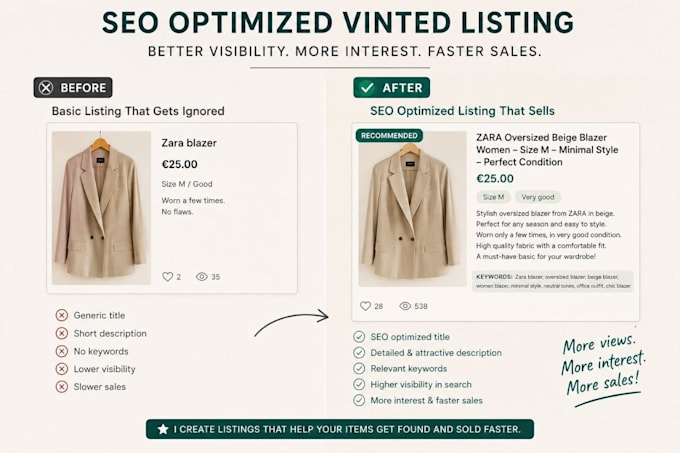 create SEO optimized vinted listings that sell faster
