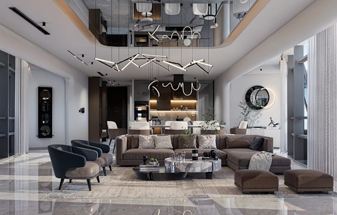 minimalist interior render,basement renovation design,open space cad,facade cgi