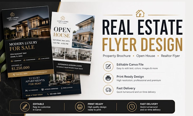 design canva real estate flyers property brochures