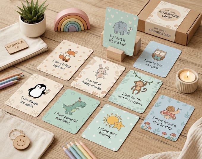 create cute printable kids affirmation cards design
