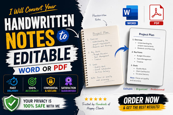 convert handwritten notes to editable word or PDF