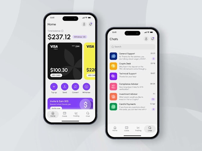 develop large fintech infrastructure app, banking app, money transfer app