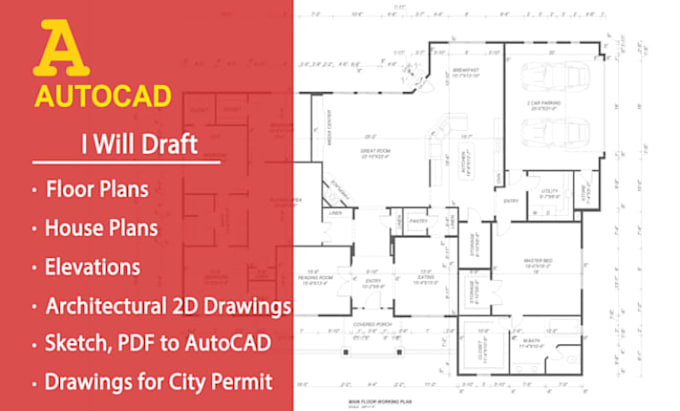 do architectural 2d floor plan, elevation, site plan, city permit in autocad